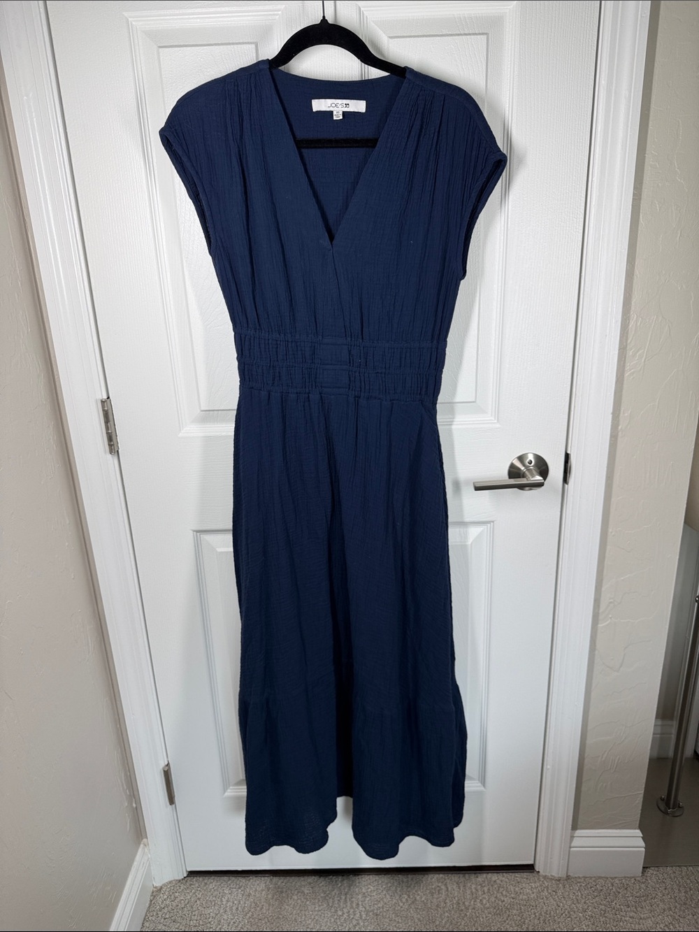 Joe’s navy blue muslin gauzy cotton V-neck maxi dress size XS